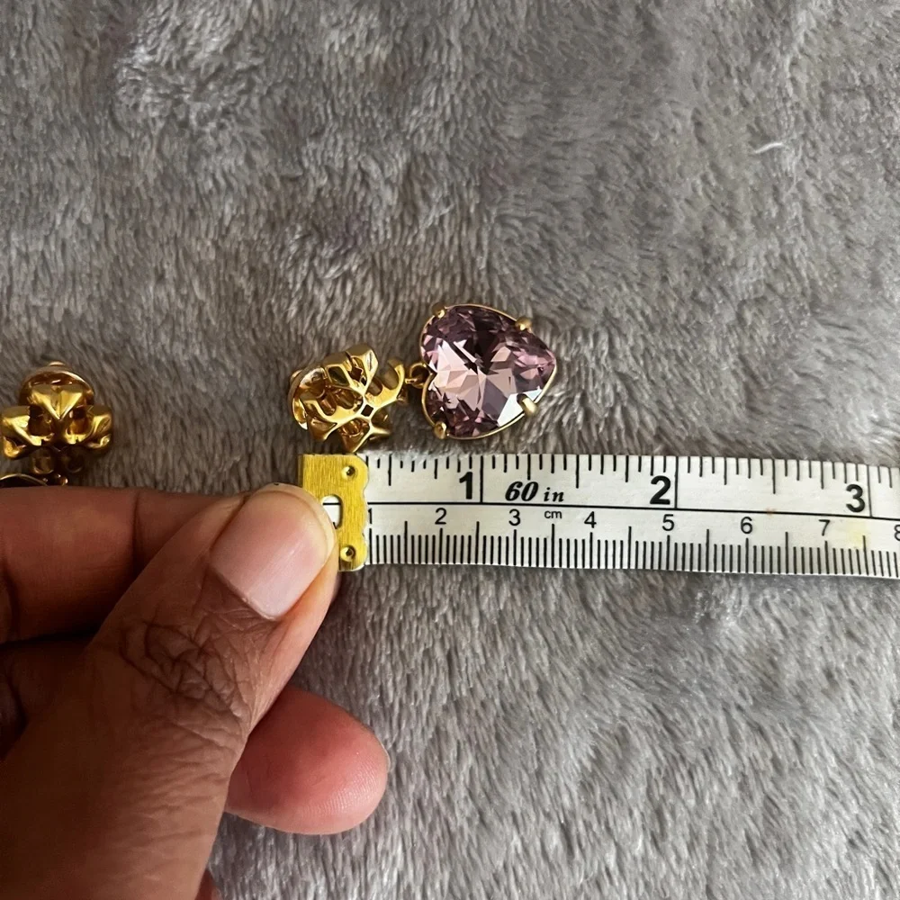 Tory Burch Gold and Pink Heart Earrings